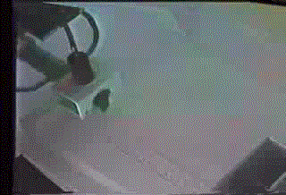 blue and red smoke rings colliding animated gif